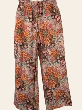 DEX Boho Wide Leg Floral Pants Medallion Resort Vacation NWT Small